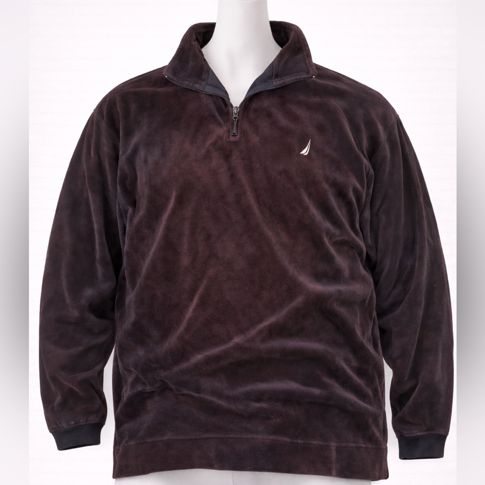 Nautica Men's Dark Brown Zip-Up Sweater
